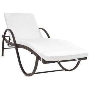 vidaXL Sonnenliege mit Auflage Poly Rattan Braun