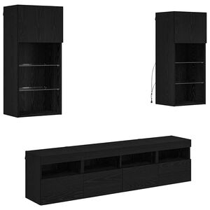 vidaXL TV Wand Einheiten mit LED 5 pcs Schwarz Eichen-Optik