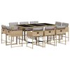 vidaXL 11-tlg. Garten-Essgruppe mit Kissen Beigemischung Poly Rattan