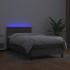 vidaXL Boxspringbett mit Matratze & LED Grau 90x200 cm Kunstleder