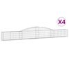 vidaXL Gabionen mit Hochbogen 4 Stk. 400x30x40/60 cm Verzinktes Eisen