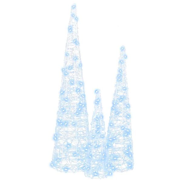 vidaXL Weihnachtsbaum mit 90 LEDs 3 pcs Kaltweiß 20 x 20 x 80 cm Acryl