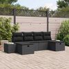 vidaXL Gartensofa-set mit Kissen 6 pcs Schwarz Poly-Rattan