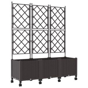 vidaXL Pflanzk&uuml;bel mit Spalier und R&auml;dern 3 Stk. Braun PP