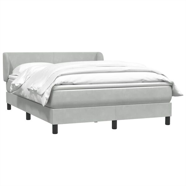 vidaXL Boxspringbett mit Matratze Hellgrau 140x210 cm Samt