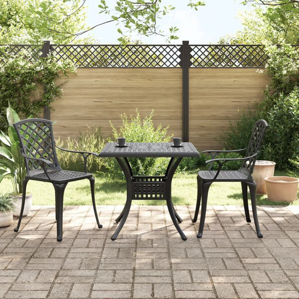 vidaXL 3-tlg. Bistro-Set Schwarz Aluminiumguss