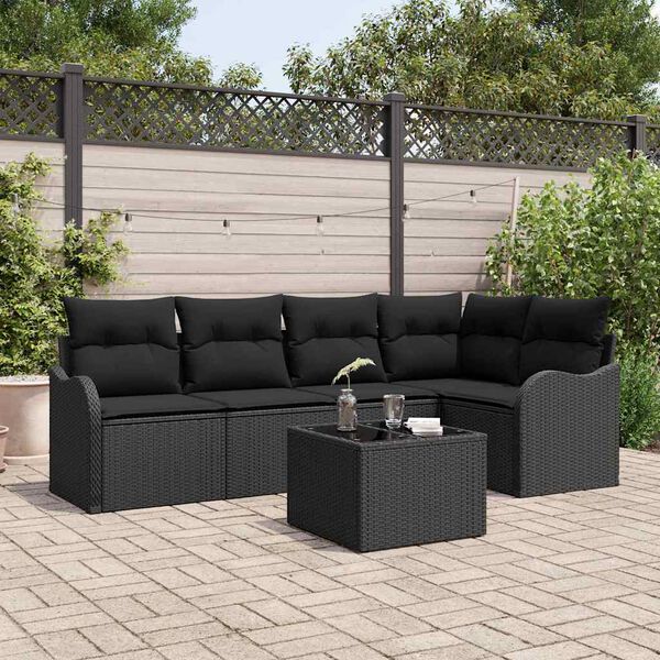 vidaXL Gartensofa-set Schwarz Poly-Rattan