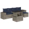 vidaXL 6-teiliges Gartensofa-Set mit Kissen, grau, Polyrattan