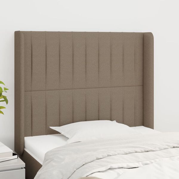 vidaXL Kopfteil mit Ohren Taupe 93x16x118/128 cm Stoff