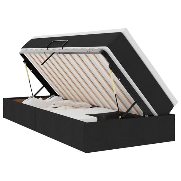 vidaXL Aufbewahrungsbett mit Matratze Schwarz 100 x 200 cm Polyester
