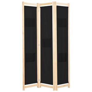 vidaXL 3-teiliger Raumteiler Schwarz 120 x 170 x 4 cm Stoff