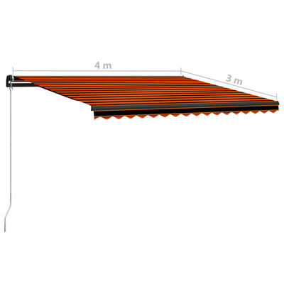 vidaXL Einziehbare Markise Handbetrieben 400×300 cm Orange und Braun
