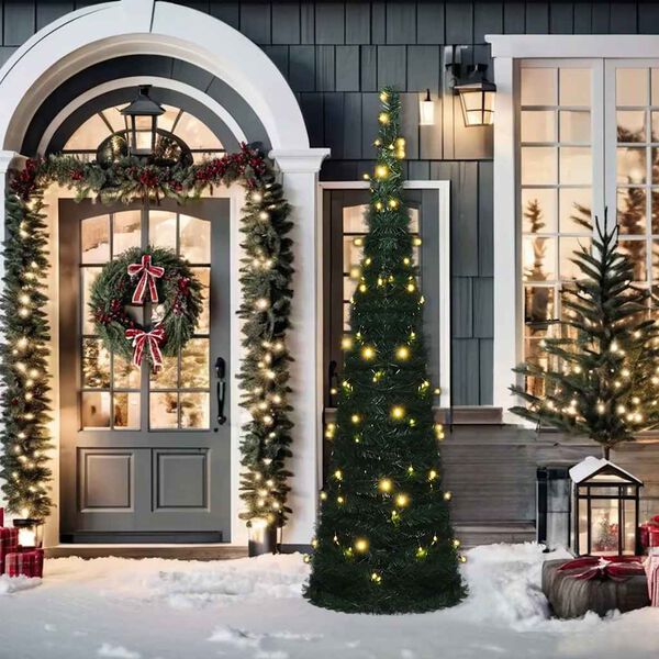 vidaXL Künstlicher Pop-Up-Weihnachtsbaum mit Beleuchtung Grün 150 cm