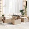 vidaXL 6-tlg. Garten-Sofagarnitur mit Kissen Beige Poly Rattan