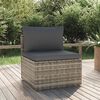 vidaXL Garten-Mittelsofa mit Kissen Grau 57x57x56 cm Poly Rattan