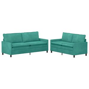 vidaXL Sofa Set 2 stk. T&uuml;rkis Samt