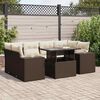 vidaXL 7-tlg. Garten-Sofagarnitur mit Kissen Braun Poly Rattan