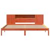 vidaXL Massivholzbett mit Regal ohne Matratze Wachsbraun 200x200 cm