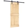 vidaXL Schiebet&uuml;r Nat&uuml;rlich und Schwarz 80 x 210 cm Massivkiefer