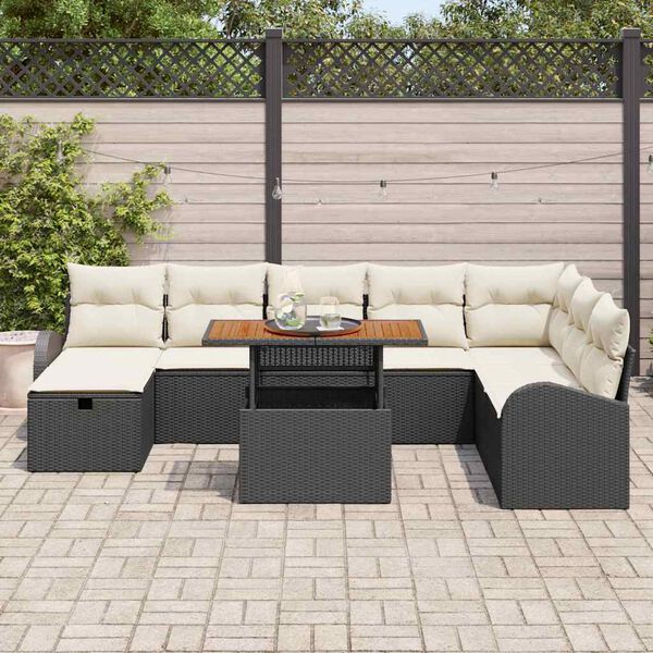 vidaXL Garten-Sofa-Set 9 pcs Schwarz Poly-Rattan