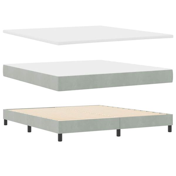 vidaXL Boxspringbett mit Matratze Hellgrau 180 x 200 cm Samt
