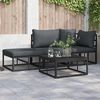 vidaXL Garten-Sofa-Set mit Kissen 3 pcs Schwarz Aluminium