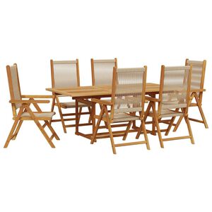 vidaXL 7-tlg. Garten-Essgruppe Polypropylen und Massivholz Beige