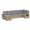 vidaXL 7-tlg. Garten-Sofagarnitur mit Kissen Beige Poly Rattan