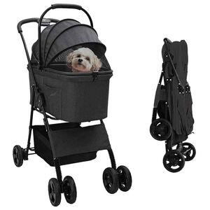 vidaXL Faltbarer Haustierwagen Schwarz 81 x 47 x 99 cm Polyester