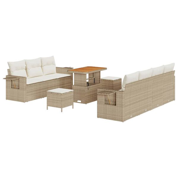 vidaXL Garten-Sofa-Set 10 pcs Beige Poly-Rattan