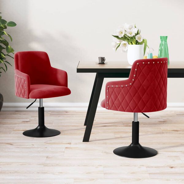 vidaXL Esszimmerst&uuml;hle 2 Stk. Drehbar Weinrot Samt