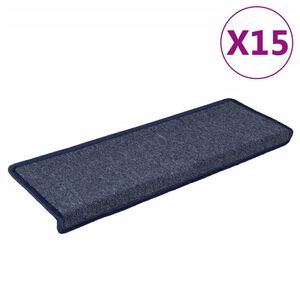 vidaXL Stufenmatten 15 Stk. 65 x 21 x 4 cm Dunkelgrau und Blau Rechteckiger Rand