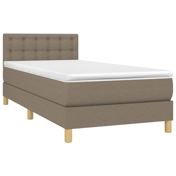 vidaXL Boxspringbett mit Matratze & LED Taupe 90x190 cm Stoff