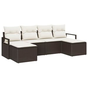 vidaXL Sofa Set mit Kissen 6 pcs Braun Poly Rattan