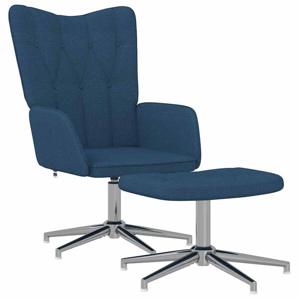 vidaXL Relaxsessel mit Hocker Blau Stoff