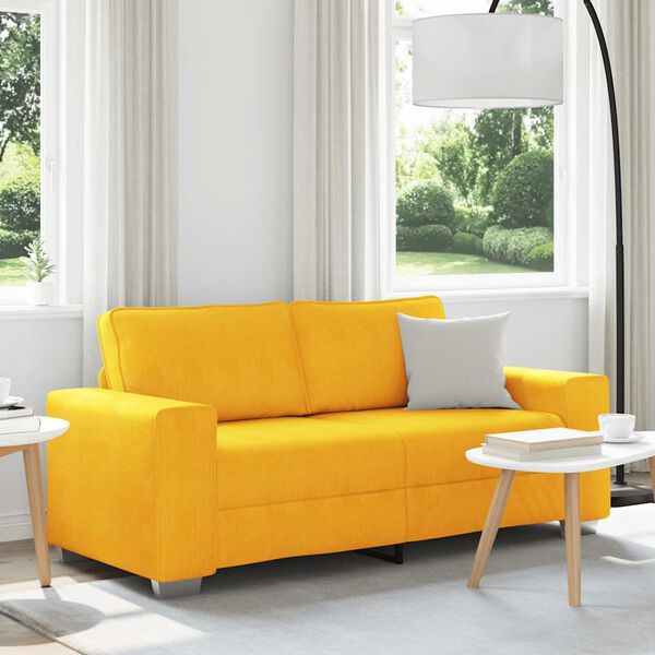 vidaXL Zweisitzer-Sofa Hellgelb 180x77x82 cm Cordstoff
