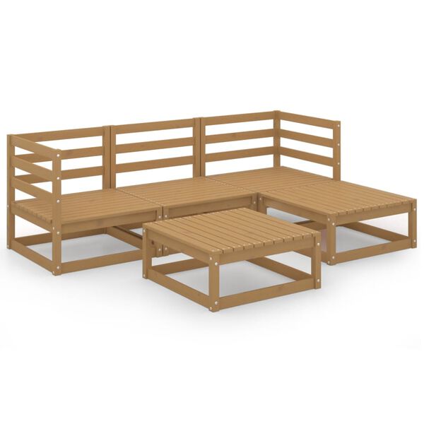 vidaXL 5-tlg. Garten-Lounge-Set Honigbraun Massivholz Kiefer