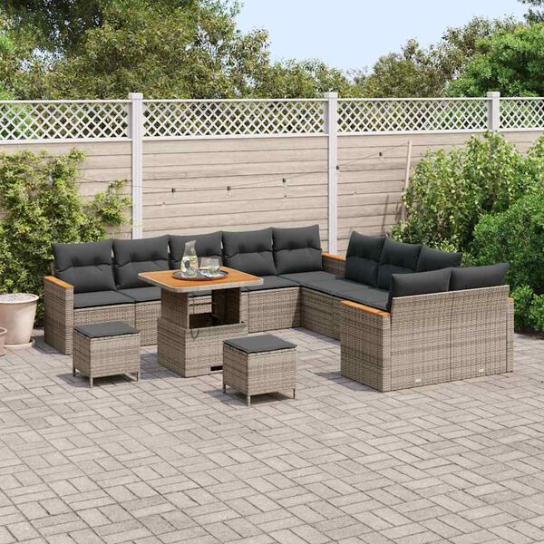 vidaXL Gartensofa-set 13 pcs Grau Poly-Rattan