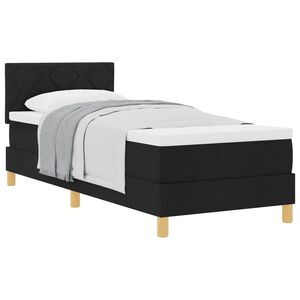 vidaXL Boxspringbett mit Kissen mit Kopfteil Schwarz 80 x 200 cm Stoff