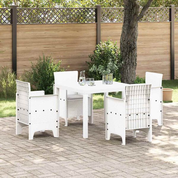 vidaXL Garten Essgruppe 5 pcs Wei&szlig; Polt Rattan