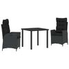 vidaXL Garten Essgruppe mit Kissen 3 pcs Schwarz Poly-Rattan