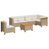 vidaXL 7-tlg. Garten-Sofagarnitur mit Kissen Beige Poly Rattan