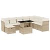 vidaXL 9-tlg. Garten-Sofagarnitur mit Kissen Beige Poly Rattan