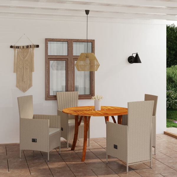 vidaXL 5-tlg. Garten-Essgruppe Beige