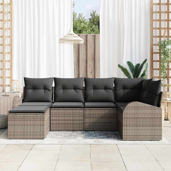 vidaXL Gartensofa-set 6 pcs Grau Poly-Rattan