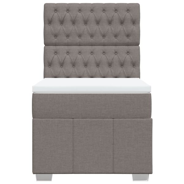 vidaXL Boxspringbett mit Matratze Taupe 100x200 cm Stoff