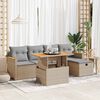 vidaXL 6-tlg. Garten-Sofagarnitur mit Kissen Beige Poly Rattan
