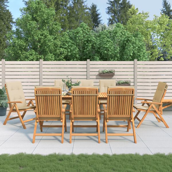 vidaXL Gartenst&uuml;hle mit Auflagen 8 Stk. Massivholz Teak