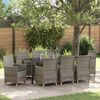vidaXL Garten Essgruppe 9 pcs Grau Poly-Rattan