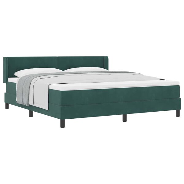 vidaXL Boxspringbett mit Matratze Dunkelgr&uuml;n 200 x 180 cm Samt